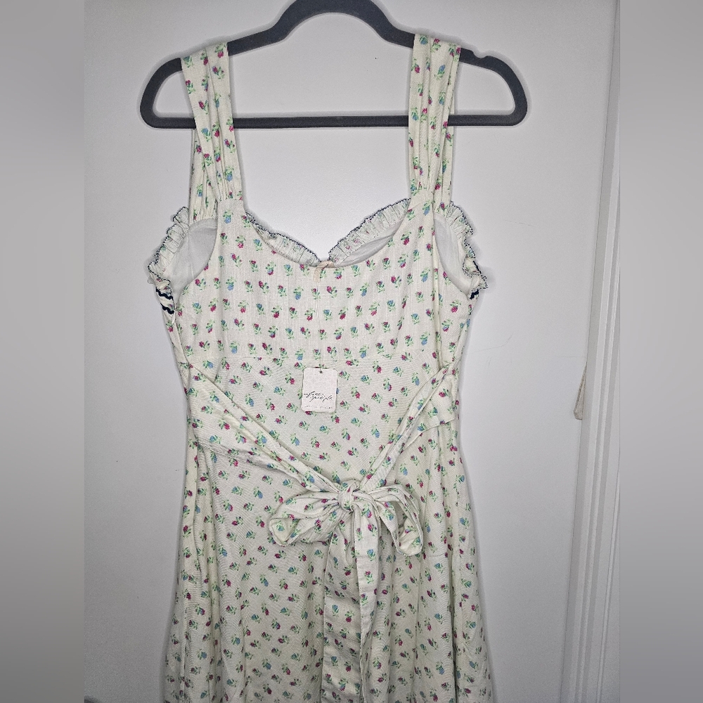 NWT FREE PEOPLE -Sz S- Sweet Hearts Midi Dress in Ivory Combo - Picture 15 of 16